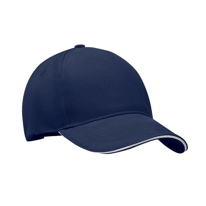 LONG BEACH SINGA - Baseball cap 5 panels 260g/m² - Blau/Weiß