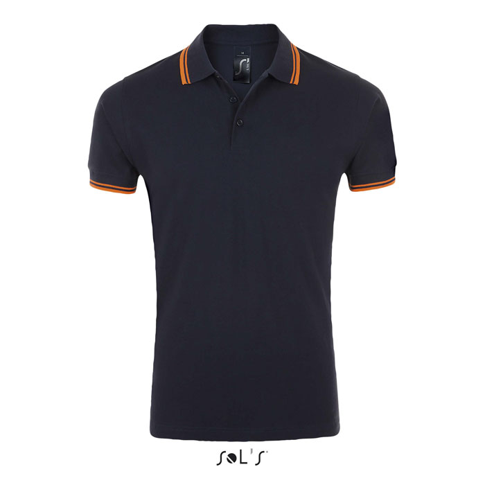 PASADENA MEN - PASADENA HERREN POLO 200 - Marineblau/Neonorange