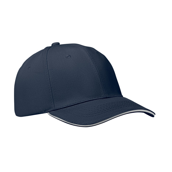 BUFFALO - Baseball cap 6 panels 260g/m² - Weiß/Dunkelblau