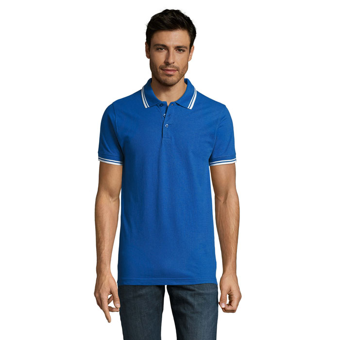 PASADENA MEN - PASADENA HERREN POLO 200 - Königsblau/Weiß