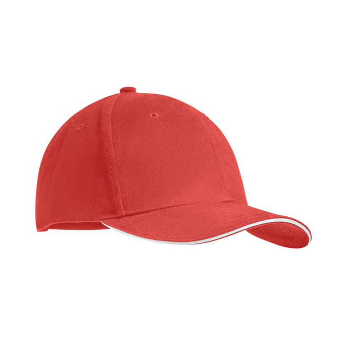 TEKAPO - Baseball cap 6 panels 270g/m² - Weiß/rot