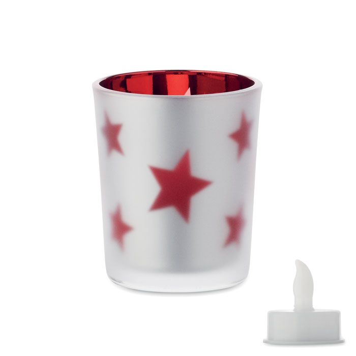 LANDLE - LED-Teelicht im Glashalter - Rot