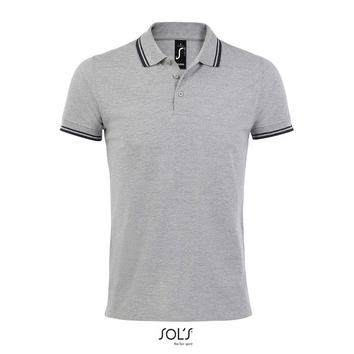 PASADENA MEN - PASADENA HERREN POLO 200 - Grey Melange/ French Navy
